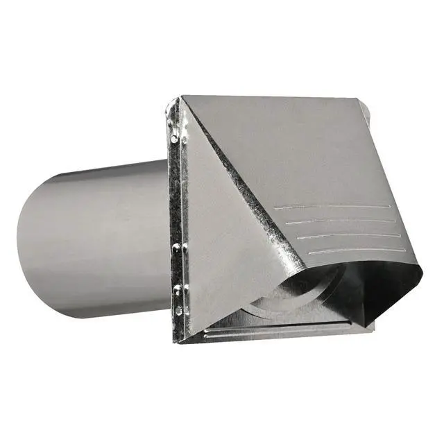 Alt view image 3 of 7 - Dryer Vent, Wide Mouth Galvanized Vent Hood with Pipe, Silver, 4 (GVH4NR), GRAY
