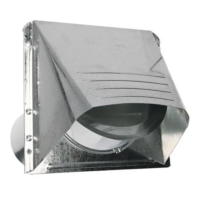 Alt view image 5 of 7 - Dryer Vent, Wide Mouth Galvanized Vent Hood with Pipe, Silver, 4 (GVH4NR), GRAY