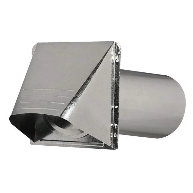 Alt view image 2 of 7 - Dryer Vent, Wide Mouth Galvanized Vent Hood with Pipe, Silver, 4 (GVH4NR), GRAY