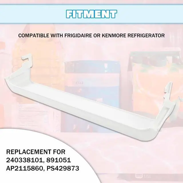 Alt view image 2 of 7 - 240338101 Replacement Refrigerator Door Bin Shelf Compatible with Frigidaire or Kenmore Refrigerator White ABS Plastic Replacement for 891051 AP2115860 PS429873