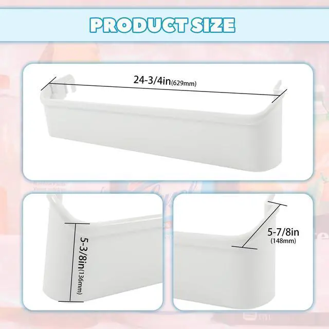 Alt view image 3 of 7 - 240338101 Replacement Refrigerator Door Bin Shelf Compatible with Frigidaire or Kenmore Refrigerator White ABS Plastic Replacement for 891051 AP2115860 PS429873