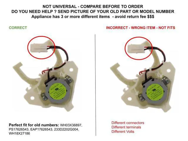 Alt view image 4 of 7 - 233D2202G004 CKD02G004X compatible with GE Laundry Center Mode Shifter Actuator fits old number 233D2202G004