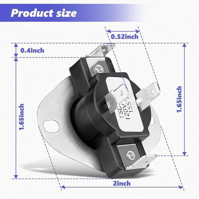 Alt view image 5 of 7 - Replacement WE04X25195 Dryer Thermostat Replaces for Numbers AP6004261 PS11729232 1357125 278b1465P001 Fits for General Electric Dryer Models