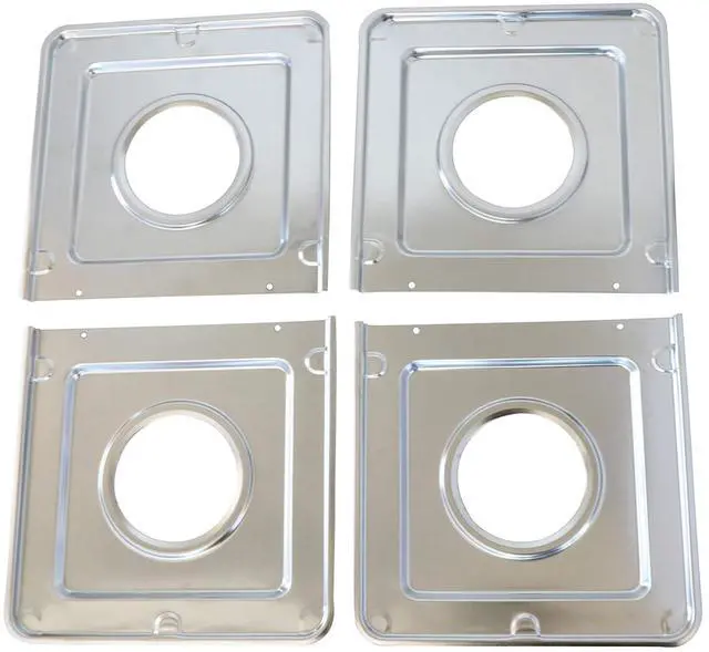 Main image of Made in the USA Style J WB32X90 Heavy Duty Replacement Square Chrome Gas Drip Pans for GE Stoves AP2028207, PS244863, 258331, AH244863, EA244863, PS244863, WB32X0090, WB3X5066 4 Pk