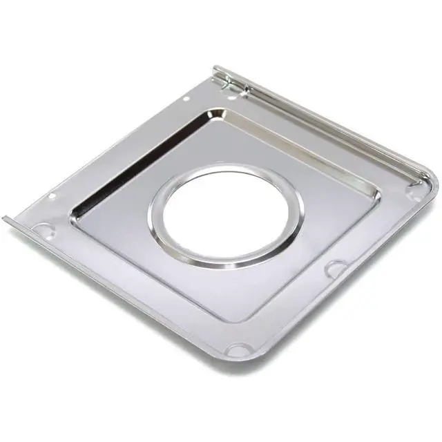 Alt view image 6 of 7 - Made in the USA Style J WB32X90 Heavy Duty Replacement Square Chrome Gas Drip Pans for GE Stoves AP2028207, PS244863, 258331, AH244863, EA244863, PS244863, WB32X0090, WB3X5066 4 Pk