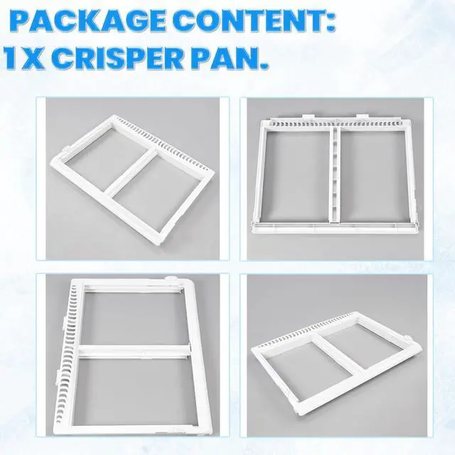 Alt view image 6 of 7 - 240364787 Crisper Pan Cover Compatible with Frigidaire Refrigerator AP4432913 240364714 240364725 240364794 1512532 Crisper Drawer Cover Shelf Frame Replacement Only W/O Glass White