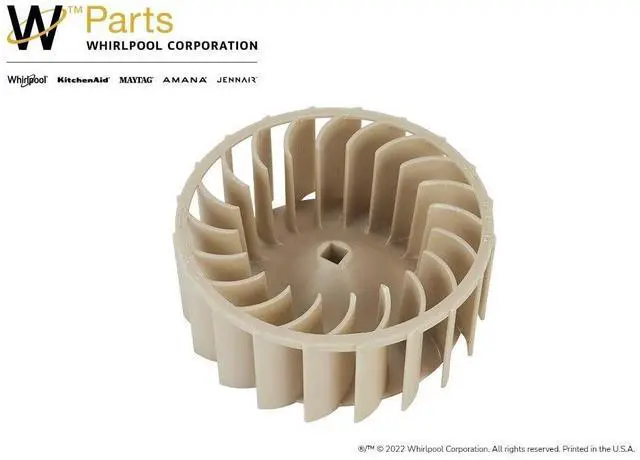 Alt view image 2 of 6 - Whirlpool WP697772 Genuine OEM Front Load Dryer Blower Wheel Replacement Part - Replaces 697772