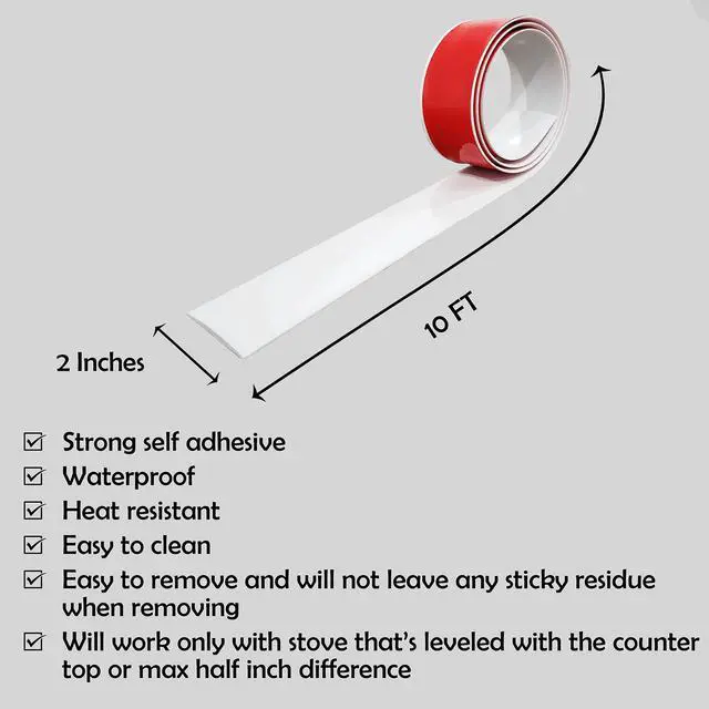 Alt view image 4 of 6 - Kitchen Stove Gap Covers, Self-Adhesive Stove Counter Gap Cover for Oven, Stovetops & Counters | Flexible Stove Space Fillers & Easy to Clean (120 Inches, White)