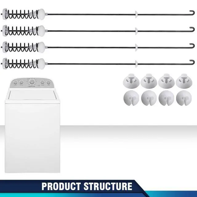 Alt view image 4 of 7 - White 4 Pcs W10780048 Washing Machine Suspension Rods Kit, Compatible with Whirlpool, Maytag, Kitchenaid, Jenn-Air, Amana, Magic Chef, Admiral, Norge, Roper