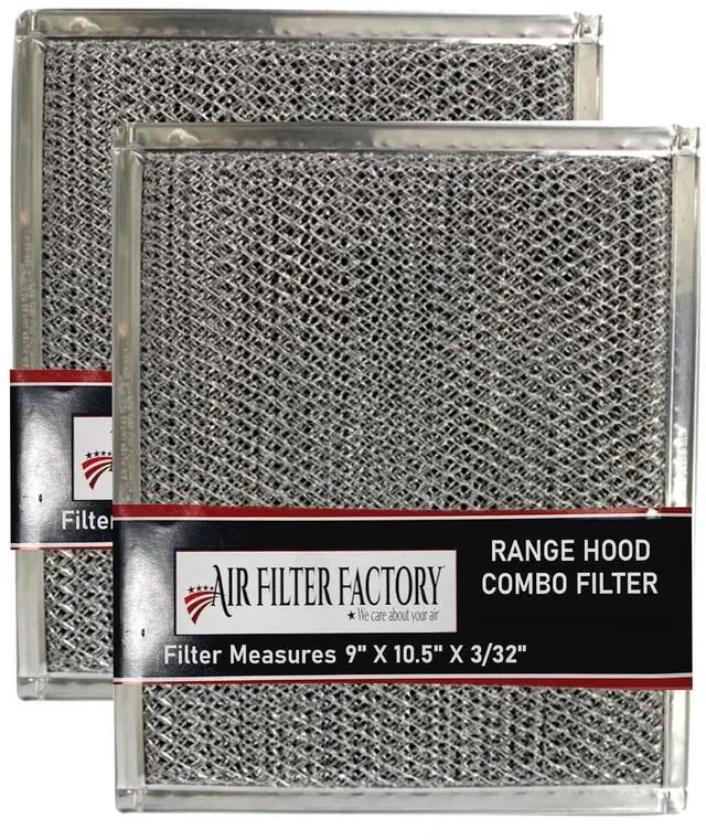 Main image of Range Hood Combo Filter WB02X10700 Replacement 2-Pack | GE compatible WB02X10700 combo filter 2-pack. 9" x 10.5" x 0.09". Dual-layer charcoal & aluminum. Disposable, do not wash