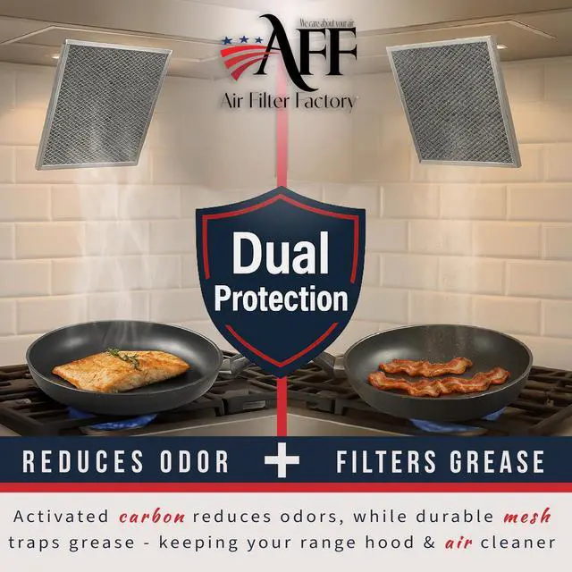 Alt view image 6 of 6 - Range Hood Combo Filter WB02X10700 Replacement 2-Pack | GE compatible WB02X10700 combo filter 2-pack. 9" x 10.5" x 0.09". Dual-layer charcoal & aluminum. Disposable, do not wash
