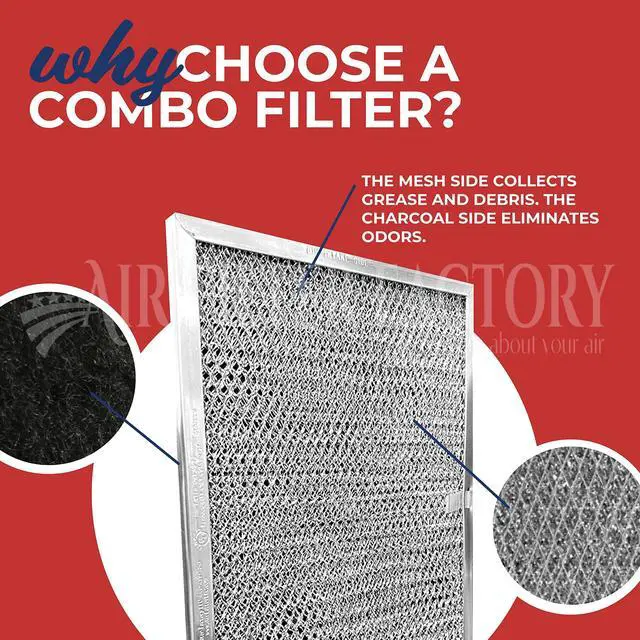 Alt view image 5 of 6 - 8 X 9-1/2 X 7/16 Inches Range Hood Aluminum Charcoal Combo Filters 2-Pack