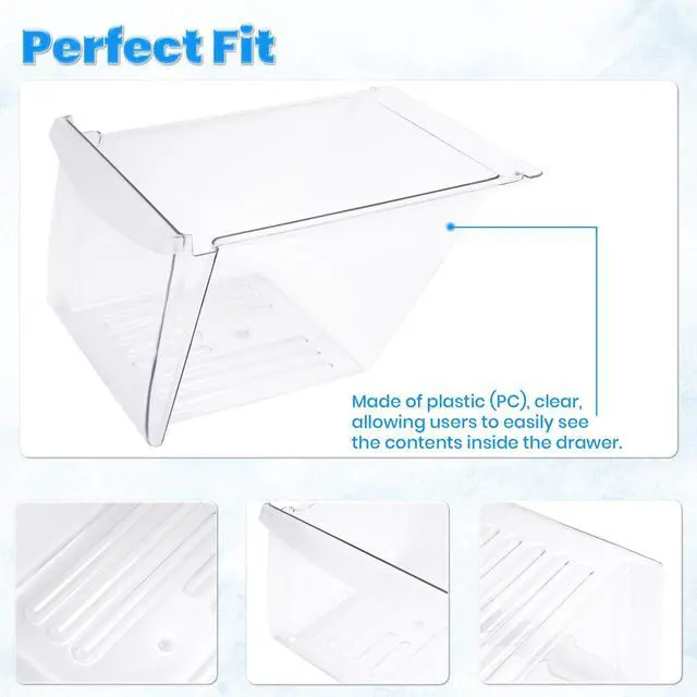 Alt view image 4 of 7 - 240364503 Crisper Drawer Compatible with Frigidaire Refrigerator Crisper Pan Drawer Freezer Replacement for 240364507 Clear Plastic (PC)