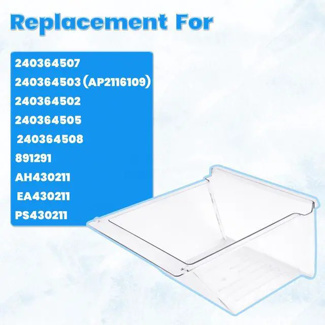 Alt view image 3 of 7 - 240364503 Crisper Drawer Compatible with Frigidaire Refrigerator Crisper Pan Drawer Freezer Replacement for 240364507 Clear Plastic (PC)