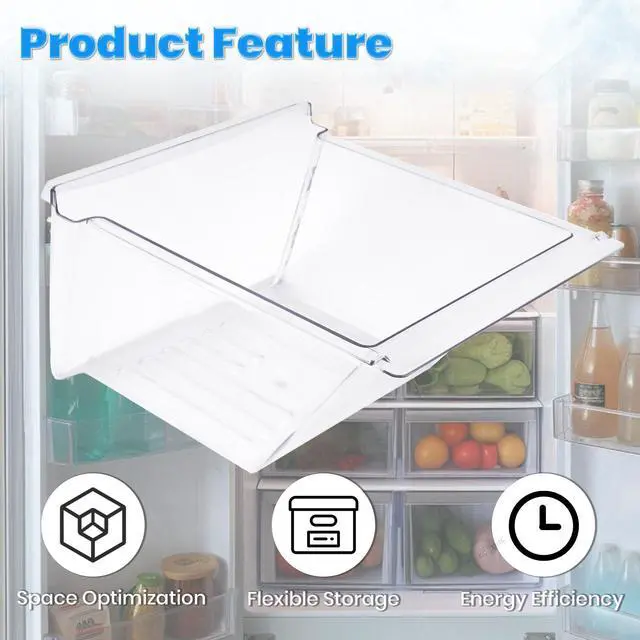Alt view image 7 of 7 - 240364503 Crisper Drawer Compatible with Frigidaire Refrigerator Crisper Pan Drawer Freezer Replacement for 240364507 Clear Plastic (PC)