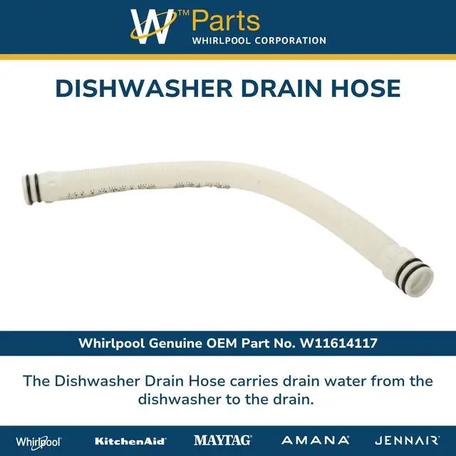 Alt view image 4 of 6 - Whirlpool W11614117 Genuine OEM Dishwasher Drain Hose Replacement Part - Replaces W11036159