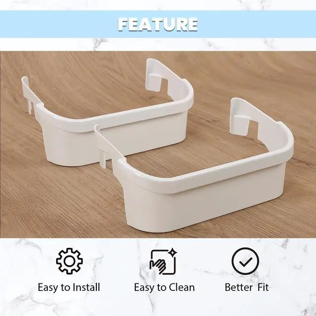 Alt view image 5 of 7 - 240351601 2pcs Refrigerator Door Shelf Compatible with Frigidaire Freezer Replacement Only 1037664 AH899475 EA899475 PS899475 White ABS Plastic