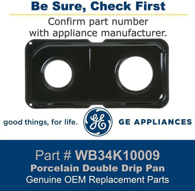 Alt view image 2 of 2 - GE WB34K10009 Genuine OEM Porcelain Double Drip Pan (Black) for GE Gas Ranges