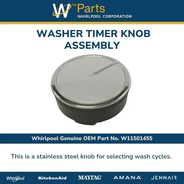 Alt view image 4 of 6 - Whirlpool W11501455 Genuine OEM Washer Timer Knob Assembly Replacement Part
