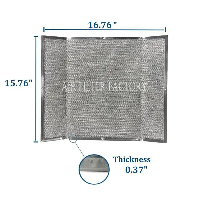 Alt view image 3 of 6 - Replacement For KA240 KitchenAire 15.75 x 16.75 x 0.37 Inches Range Hood Filter Aluminum Mesh Grease Range Vent Hood Filter