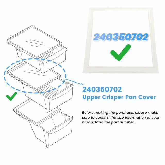 Alt view image 3 of 7 - 240350702 AP2115959 240350701 Replacement Crisper Pan Compatible with Electrolux Frigidaire Refrigerator Upper Drawer Cover Shelf Frame w/o Glass Replacement for PS648823