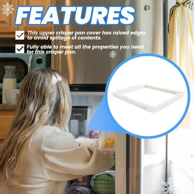 Alt view image 5 of 7 - 240350702 AP2115959 240350701 Replacement Crisper Pan Compatible with Electrolux Frigidaire Refrigerator Upper Drawer Cover Shelf Frame w/o Glass Replacement for PS648823