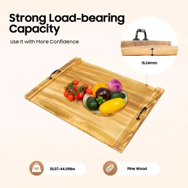 Alt view image 5 of 7 - Stove Top Covers for Electric Stove, Pine Wood Stove Cover Board 30''x22'' Noodle Board with Practical Handles Charcuterie Tray Serving Board Sink Cover for Gas Burners Countertop Space