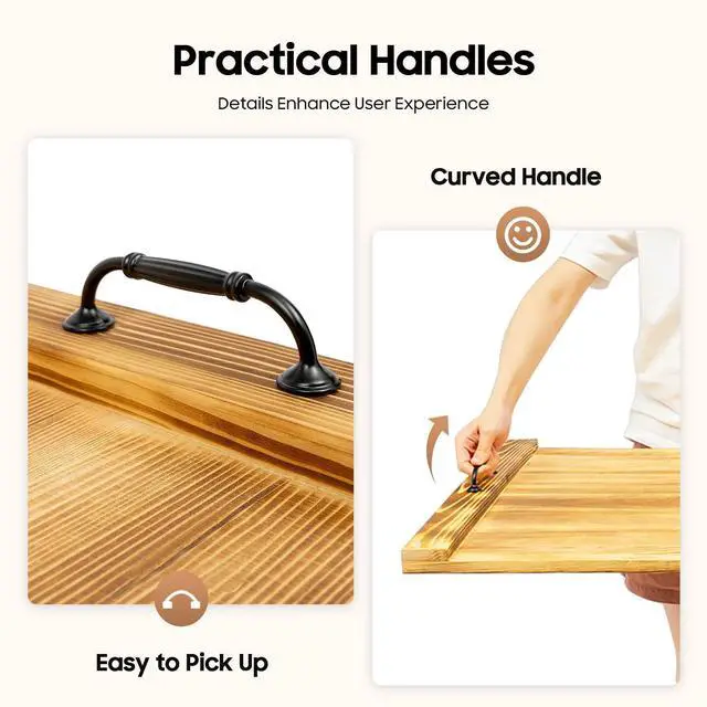 Alt view image 6 of 7 - Stove Top Covers for Electric Stove, Pine Wood Stove Cover Board 30''x22'' Noodle Board with Practical Handles Charcuterie Tray Serving Board Sink Cover for Gas Burners Countertop Space