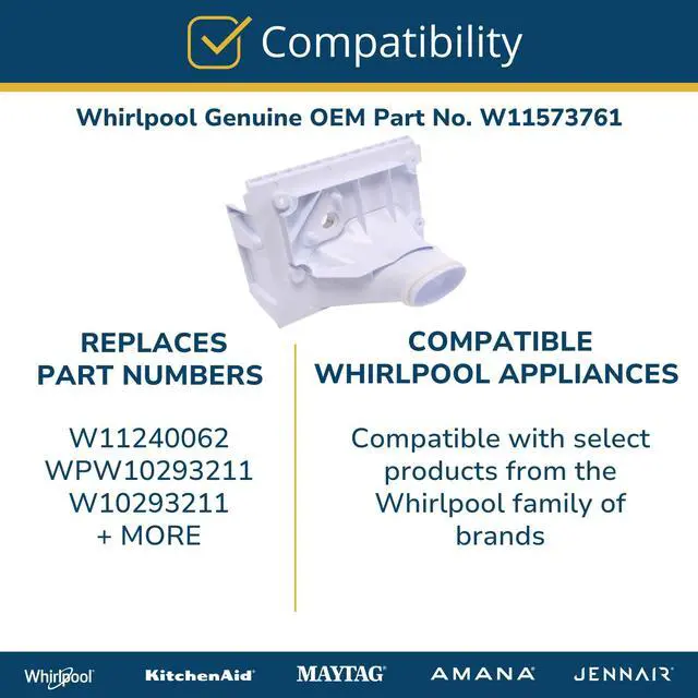 Alt view image 5 of 6 - Whirlpool W11573761 OEM Refrigerator Auger Mounting Bracket, White