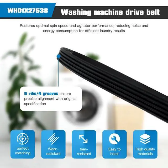 Alt view image 3 of 7 - 2026 Upgraded WH01X27538 Washer Motor Belt, 2x Washer Drive Belt for GE Hotpoint Washing Machine Models GTW460ASJAWW, GTW465ASN1WW, GTW465ASN3WW, GTW465ASN8WW, GTW465ASN9WW, GTW585BSV0WS