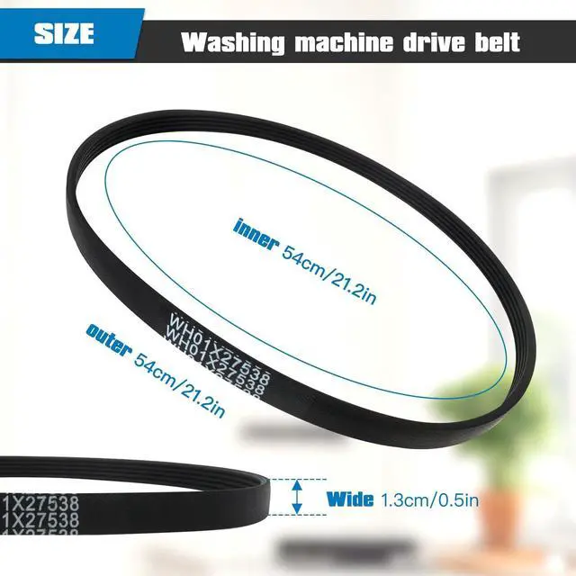 Alt view image 2 of 7 - 2026 Upgraded WH01X27538 Washer Motor Belt, 2x Washer Drive Belt for GE Hotpoint Washing Machine Models GTW460ASJAWW, GTW465ASN1WW, GTW465ASN3WW, GTW465ASN8WW, GTW465ASN9WW, GTW585BSV0WS