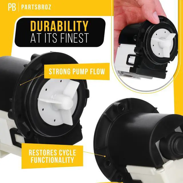 Alt view image 4 of 7 - Washer Drain Pump for Kenmore 796.41382411 Washer Drain Pump Motor Assembly Replacement with Rubber Seal for Front Load Washing Machine