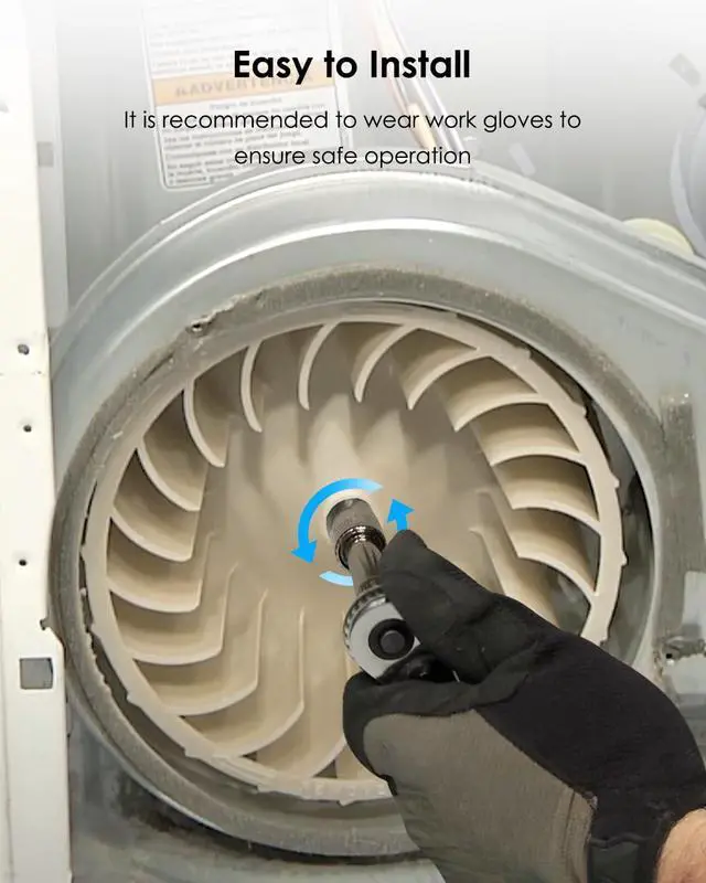 Alt view image 5 of 7 - Upgraded WP697772 Dryer Blower Wheel Compatible with Whirlpool Kenmore Maytag Dryer, Blower Wheel Replace 697772 AP6010627