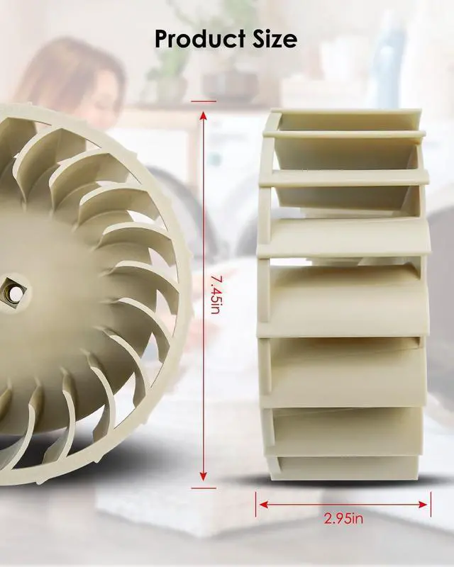 Alt view image 6 of 7 - Upgraded WP697772 Dryer Blower Wheel Compatible with Whirlpool Kenmore Maytag Dryer, Blower Wheel Replace 697772 AP6010627
