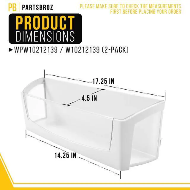 Alt view image 2 of 7 - Refrigerator Door Shelf Bin (2-Pack) for Whirlpool GI6FDRXXY00 Fridge Door Shelf Replacement