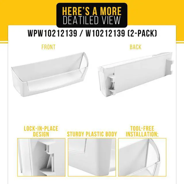Alt view image 4 of 7 - Refrigerator Door Shelf Bin (2-Pack) for Whirlpool GI6FDRXXY00 Fridge Door Shelf Replacement