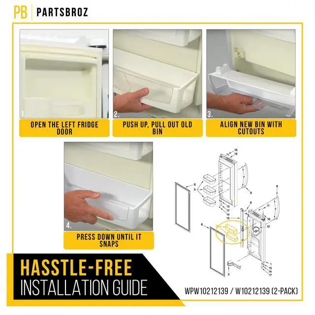 Alt view image 7 of 7 - Refrigerator Door Shelf Bin (2-Pack) for Whirlpool GI6FDRXXY00 Fridge Door Shelf Replacement