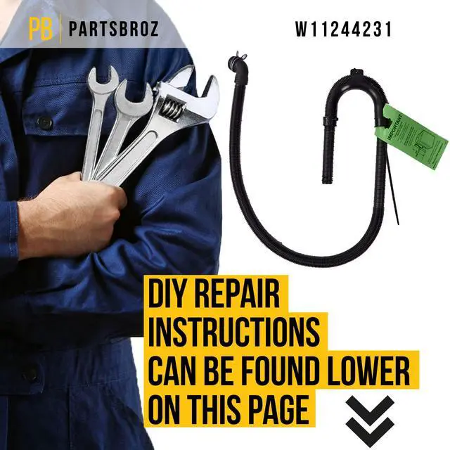 Alt view image 6 of 6 - W11244231 Washer Drain Hose for Whirlpool Kenmore Maytag AP6339776 4814009 | Also for Amana, Replaces PS12578897 W10221546 W10826733 W10769870 W10821090 W11199768 W11199820 W11203364 W11249137
