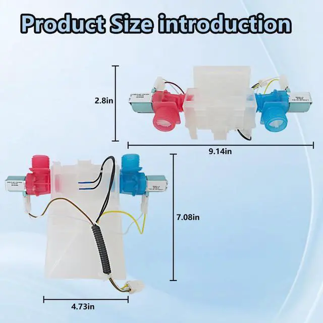 Alt view image 4 of 7 - W10144820 Washer Water Inlet Valve Fit for Estate ETW4400WQ0, ETW4400WQ1, ETW4400XQ0, Replaces WPW10144820VP, EAP11749042, PS11749042, W10140914