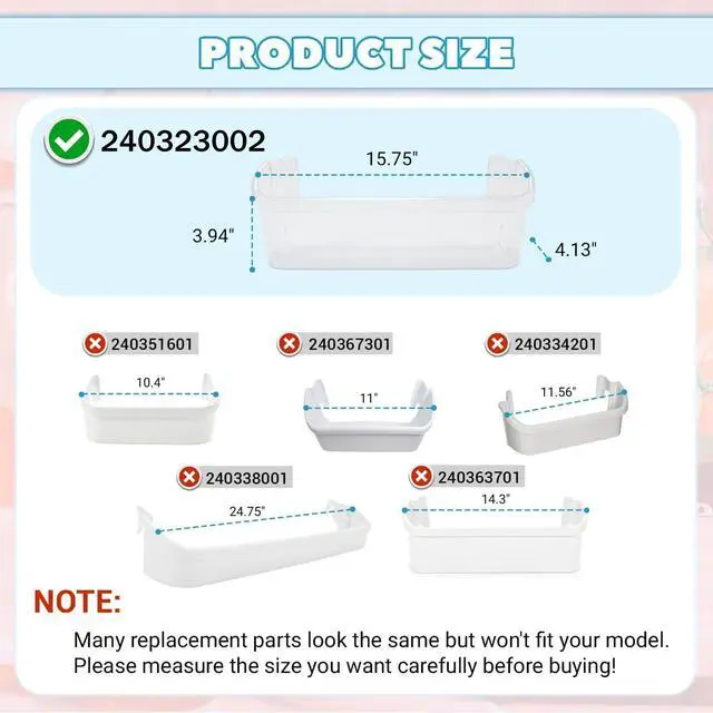 Alt view image 3 of 7 - 240323002 PS429725 AP2115742 Replacement Refrigerator Door Bin Shelf Compatible with Frigidaire Refrigerator Lower Door Shelf Replacement for AH429725, 890955 - Clear