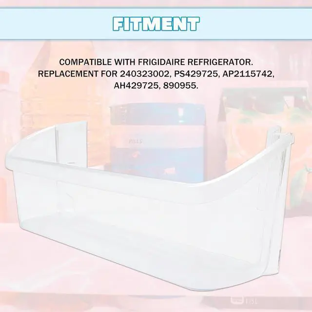 Alt view image 5 of 7 - 240323002 PS429725 AP2115742 Replacement Refrigerator Door Bin Shelf Compatible with Frigidaire Refrigerator Lower Door Shelf Replacement for AH429725, 890955 - Clear