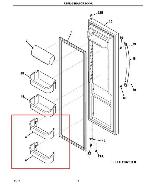 Alt view image 2 of 2 - Door Shelf Bin Replacement For Frigidaire LFSS2612TE3 LFSS2612TE4 LFSS2612TF0 LFSS2612TF1 LFSS2612TF2 LFSS2612TF3 LFSS2612TF4 LFSS2612TP0 LFSS2612TP1 LFSS2612TP2 LFSS2612TP3 LFSS2612TP5 Refrigerator
