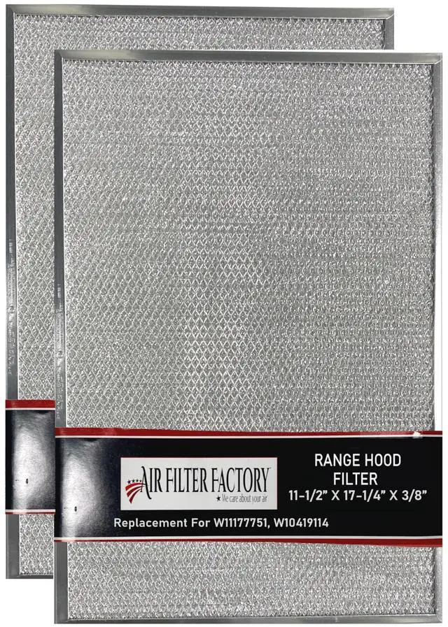 Main image of Grease Filter W11177751, W10419114 Replacement For Whirlpool Range Hood Aluminum Mesh Filter Screens 2-Pack