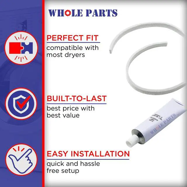 Alt view image 4 of 6 - Upgraded Dryer Drum Front Lower Felt Seal Part# WE09X10014 - Replacement & Compatible with Some Hotpoint and GE Dryers