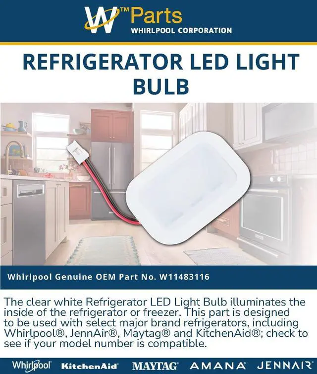 Alt view image 6 of 6 - W11483116 OEM Refrigerator LED Light Bulb