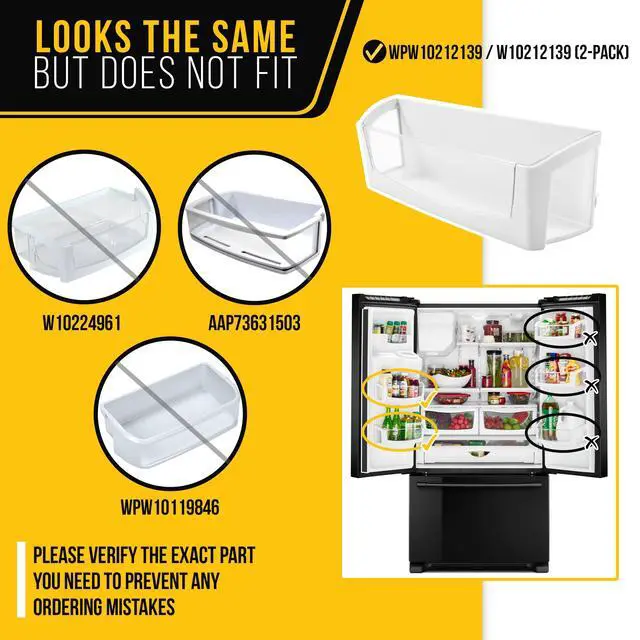 Alt view image 3 of 7 - Refrigerator Door Shelf Bin (2-Pack) for Whirlpool GI6FDRXXY00 Fridge Door Shelf Replacement
