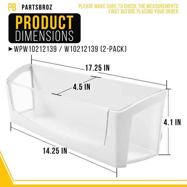 Alt view image 2 of 6 - WPW10212139 Refrigerator Door Shelf Bin for Whirlpool KitchenAid (2-Pack) | Also for Maytag, Replaces AP6017170 PS11750465 W10212139 1547748, Fits WRX735SDBM00 GZ25FSRXYY0 WRF555SDFZ08 WRX735SDBM03