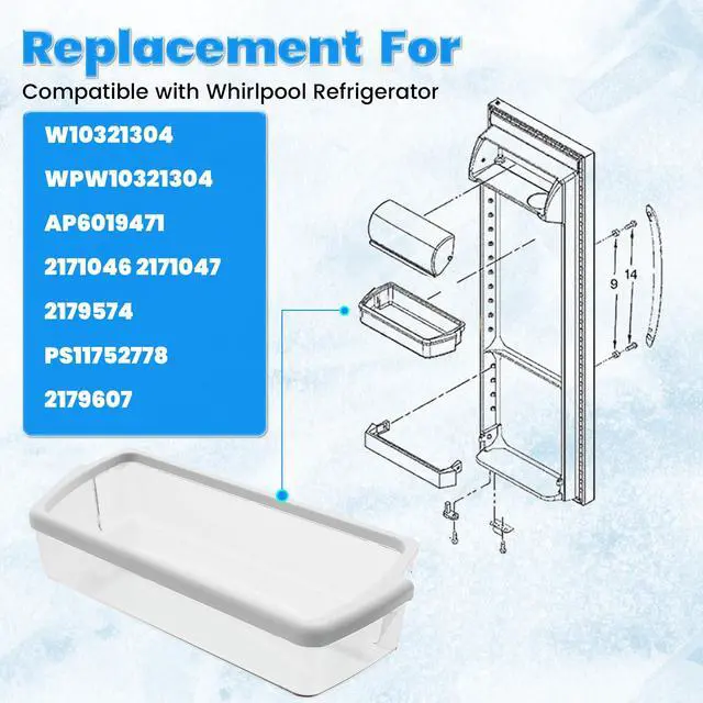Alt view image 2 of 6 - W10321304 WPW10321304 Replacement Refrigerator Door Shelf Bin Compatible with Whirlpool Refrigerator Replacement for WPW10321304 AP6019471 2171046 2171047 2179574 PS11752778 2179607-1PC