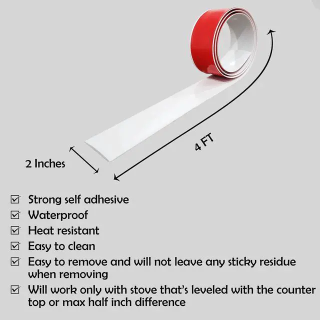 Alt view image 4 of 6 - Kitchen Stove Gap Covers, Self-Adhesive Stove Counter Gap Cover for Oven, Stovetops & Counters | Flexible Stove Space Fillers & Easy to Clean (4ft, White)