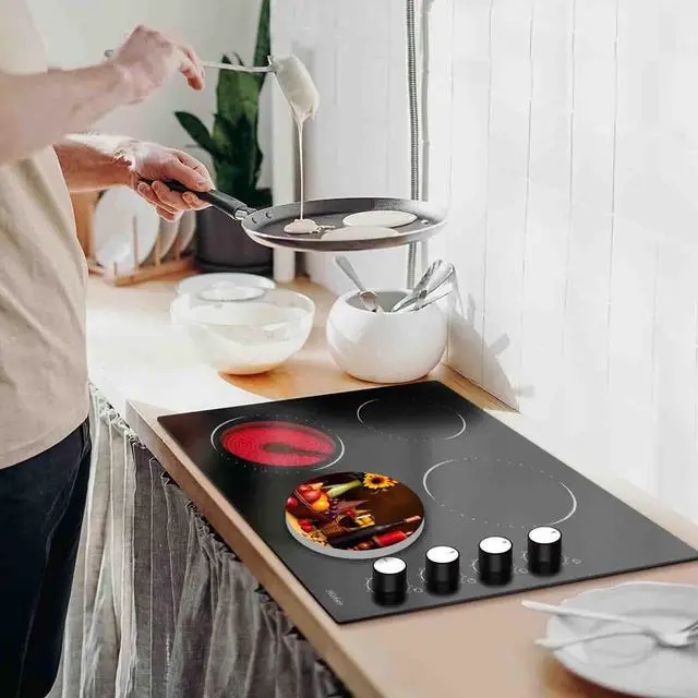 Alt view image 6 of 7 - Red Wine Burn Covers for Electric Stove Kitchen Decor Wine Wooden Barrel Round Stove Burner Wine Bar Gas Stove Burner Covers,Grape Metal Stove Burner Cover Set of 4 Drinks and Fuit Pattern(Yellow)
